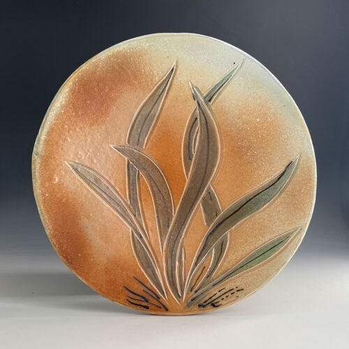 Stoneware Seagrasses Plate, wired to hang